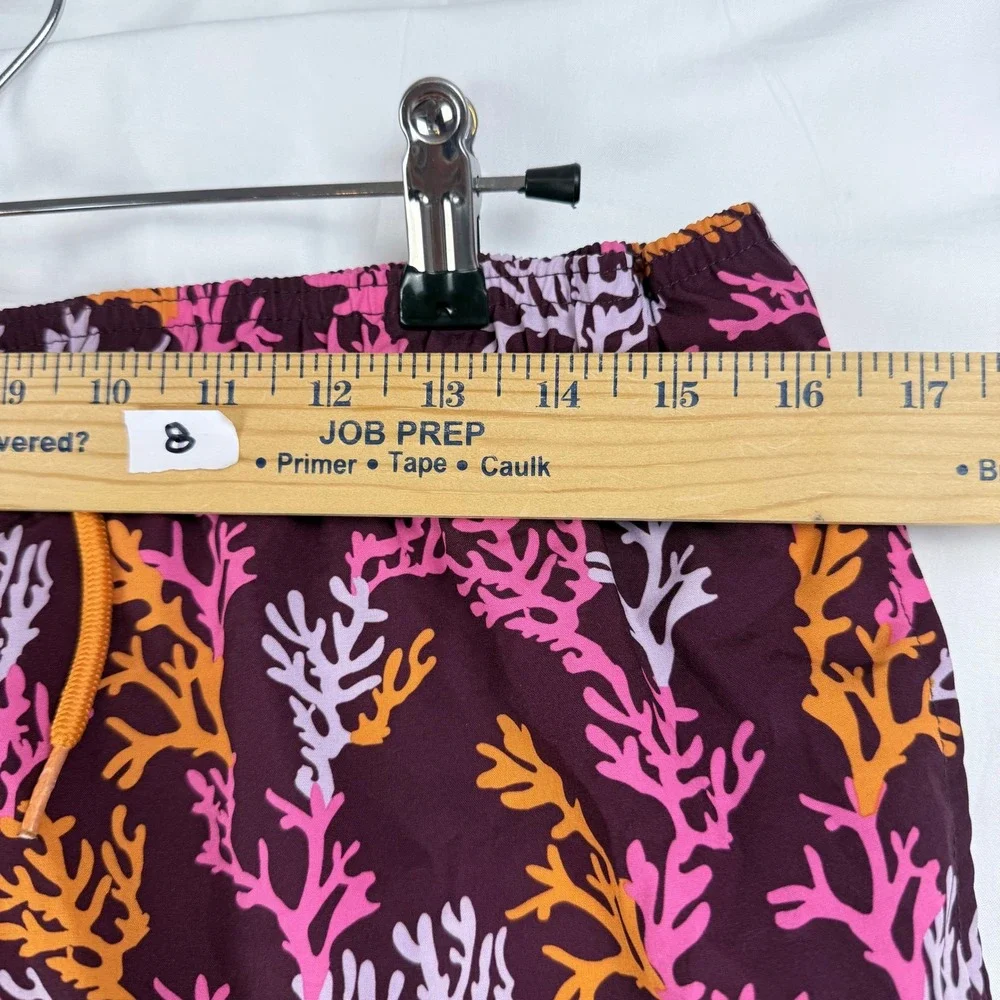 George Swim Trunks Mens L 36-38 Purple Coral Print Beachwear Tropical Summer